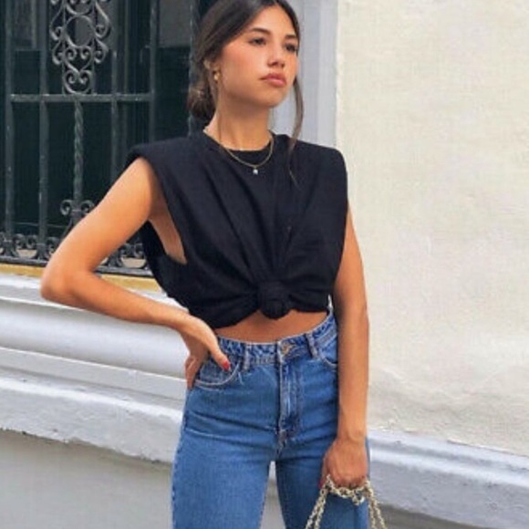 NWT Zara Padded Shoulder Crop Top - Picture 13 of 16